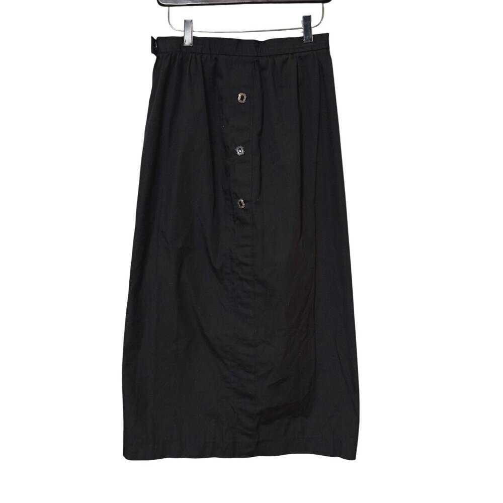 Black Button Front Midi Skirt Vintage Minimalist Design Homemade